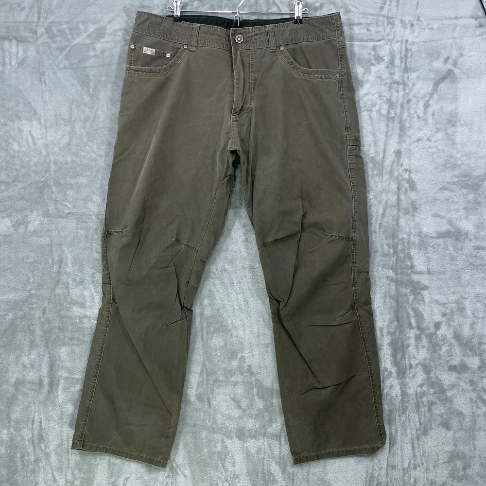 Kuhl Mens Revolvr Pants 36x30 Olive Green Patina Dye‎ Cargo Hiking Cotton/Nylon
